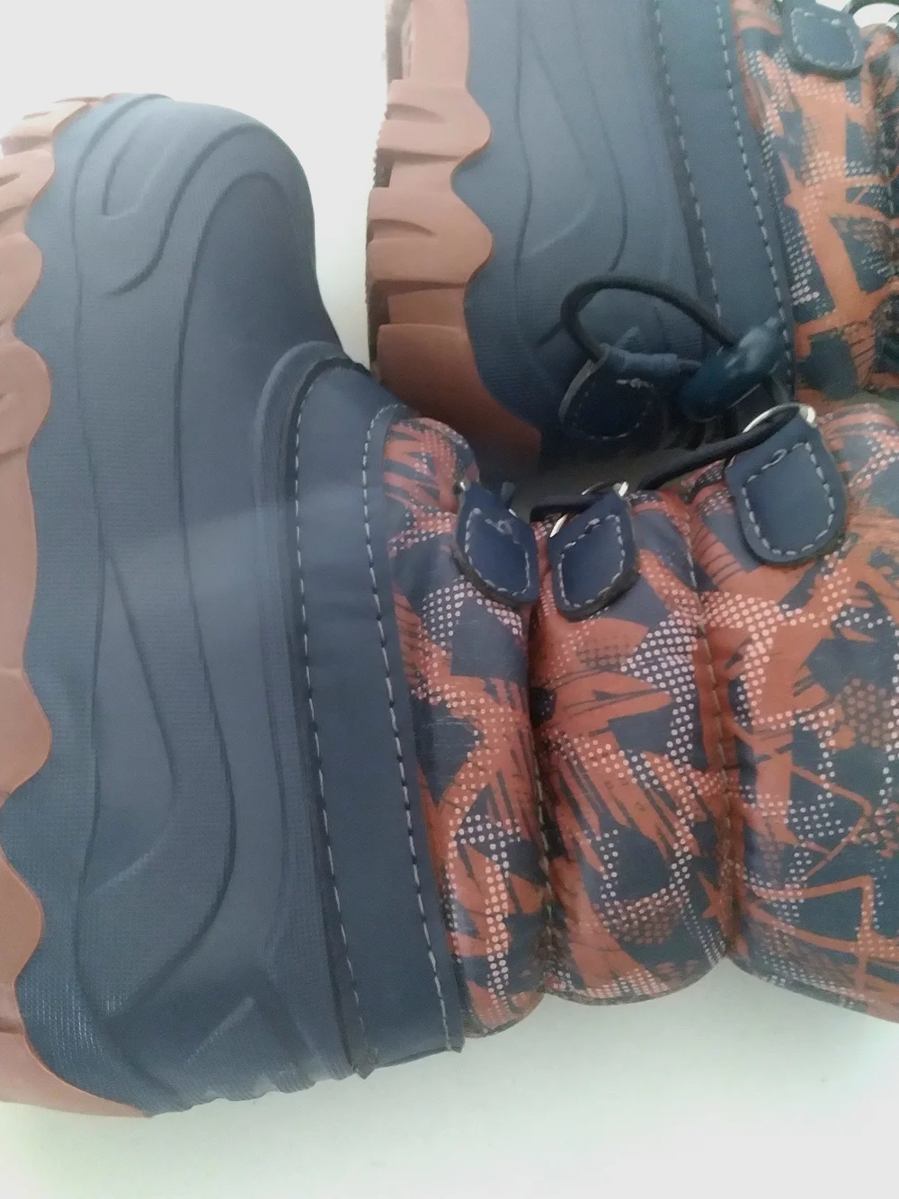 Kids Member's Mark Navy and Brown Insulated Winter Rain Boots with Plush Lining